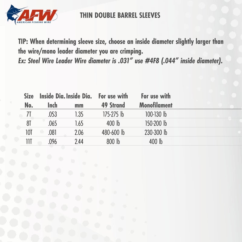 AFW American Fishing Wire Thin Wall Double Barrel Crimp Sleeves, Size #10T/.081", Black, 25 pc - Image 5